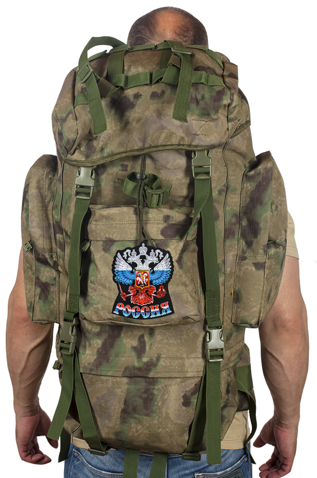 Полевой тактический рюкзак A-TACS FG Camo на 60 литров с эмблемой "Россия"  