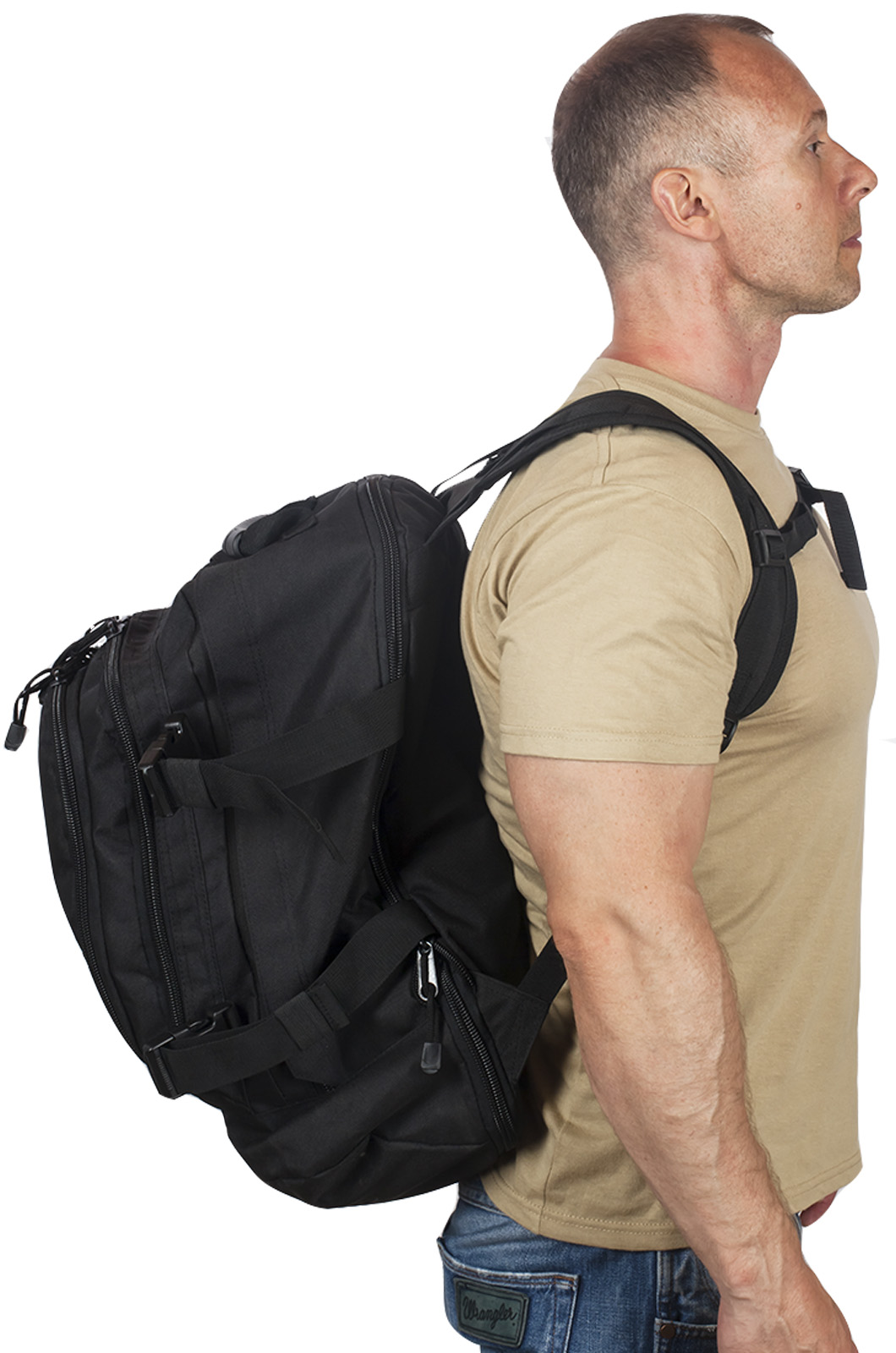 Универсальный черный рюкзак с нашивкой Потомственный Казак (40 л) 