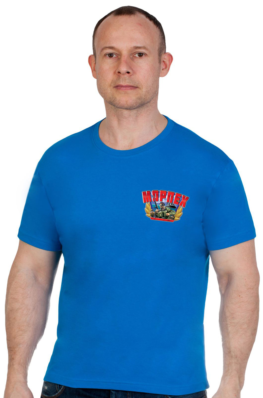 Синяя футболка "Морпех" 