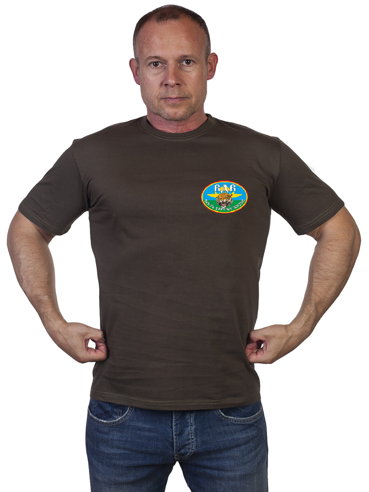 Оливковая футболка ВДВ с девизом 