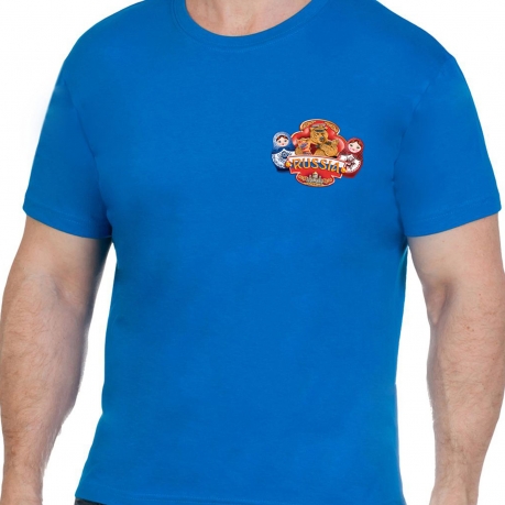 Синяя мужская футболка РОССИЯ 