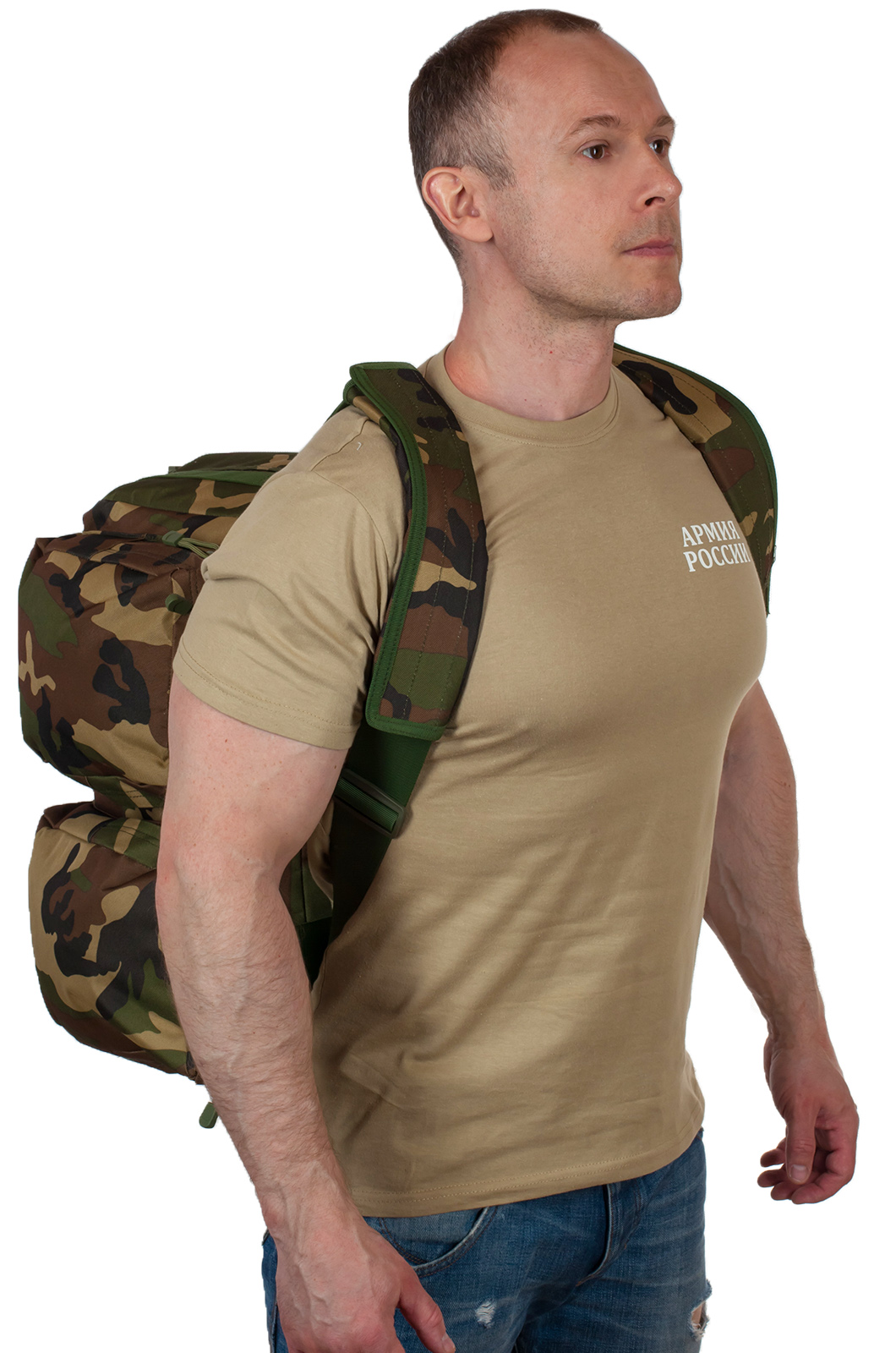 Армейская дорожная сумка (камуфляж Woodland) с нашивкой Росгвардия 