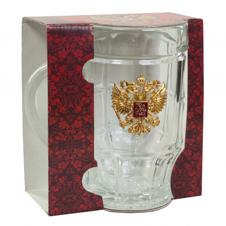 Подарочный пивной бокал с гербом РФ 