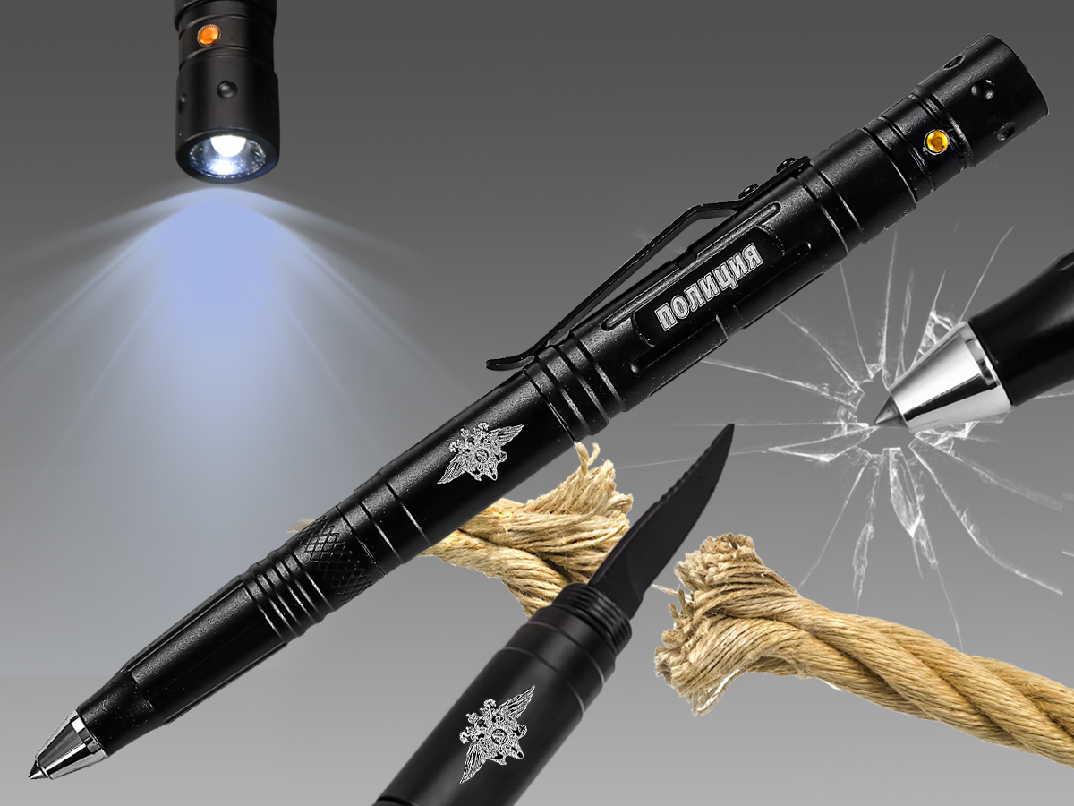 Ручка-фонарик-нож-стеклобой с эмблемой Полиции 