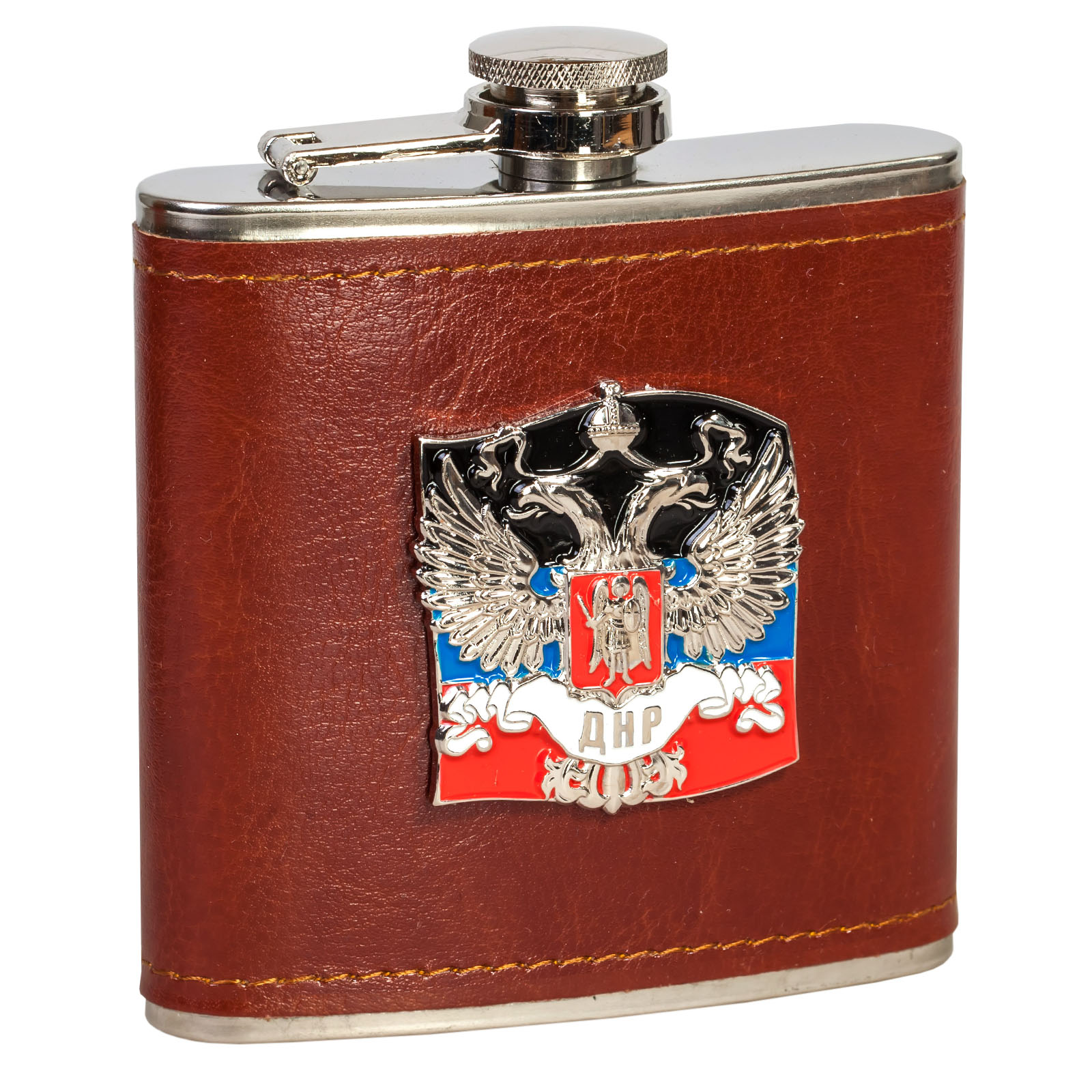 Фляжка-подарок с объемной символикой ДНР. 