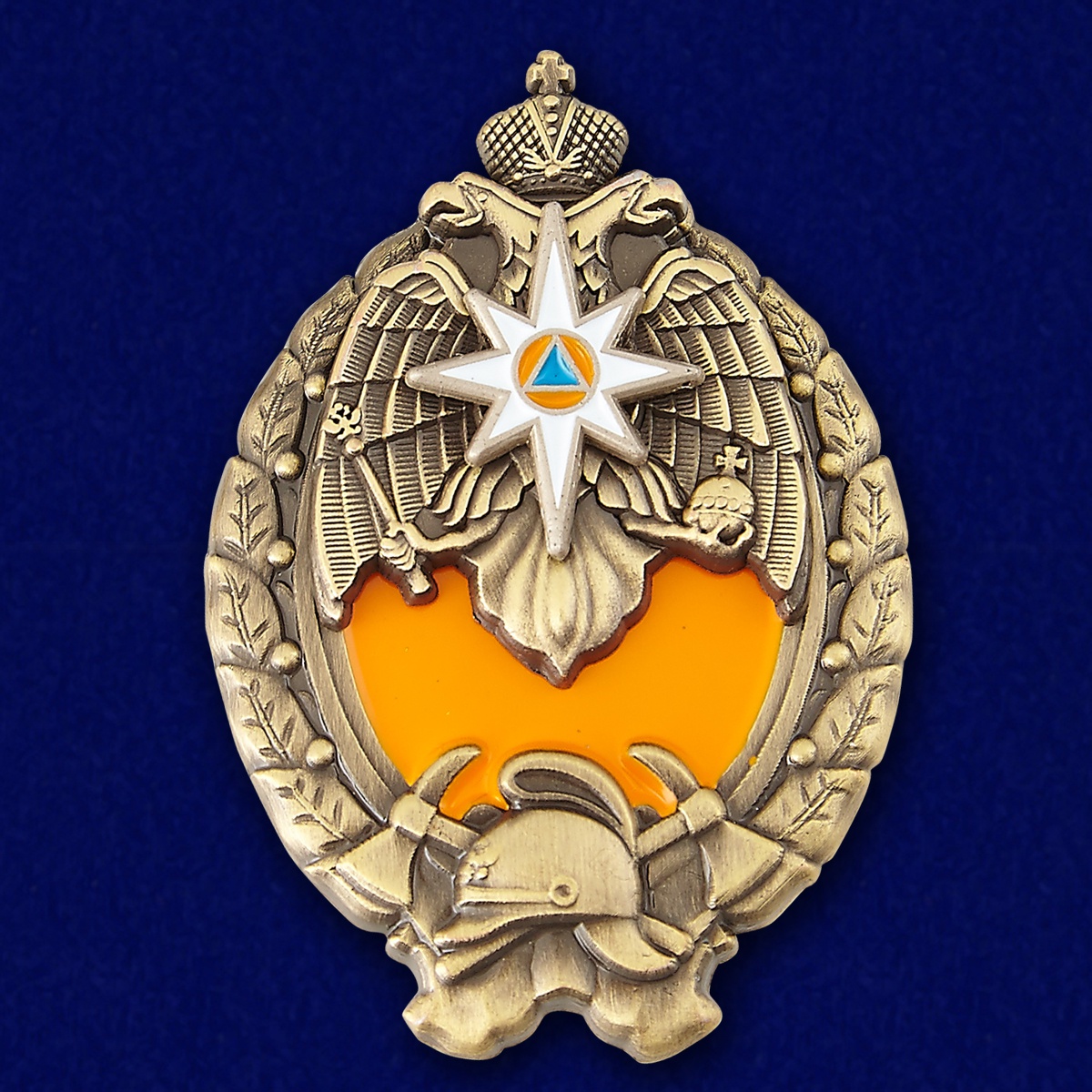 Знак отличия МЧС РФ "Лучший работник пожарной охраны" в футляре из флока 