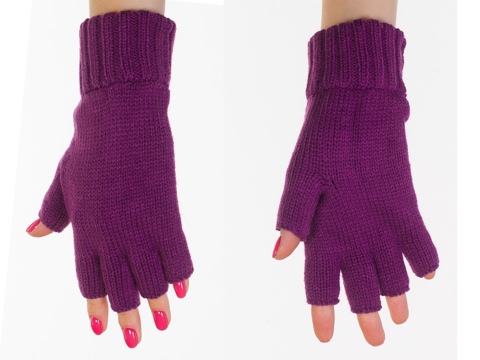 Женские вязанные перчатки без пальцев 