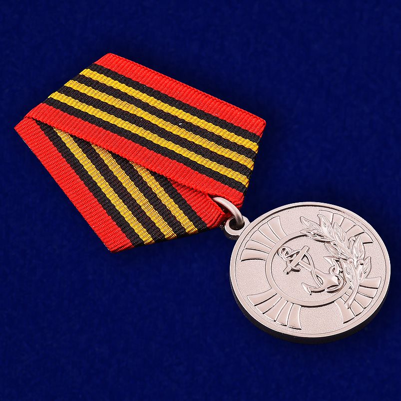 Медаль "За заслуги" Морская пехота в футляре из флока с прозрачной крышкой 