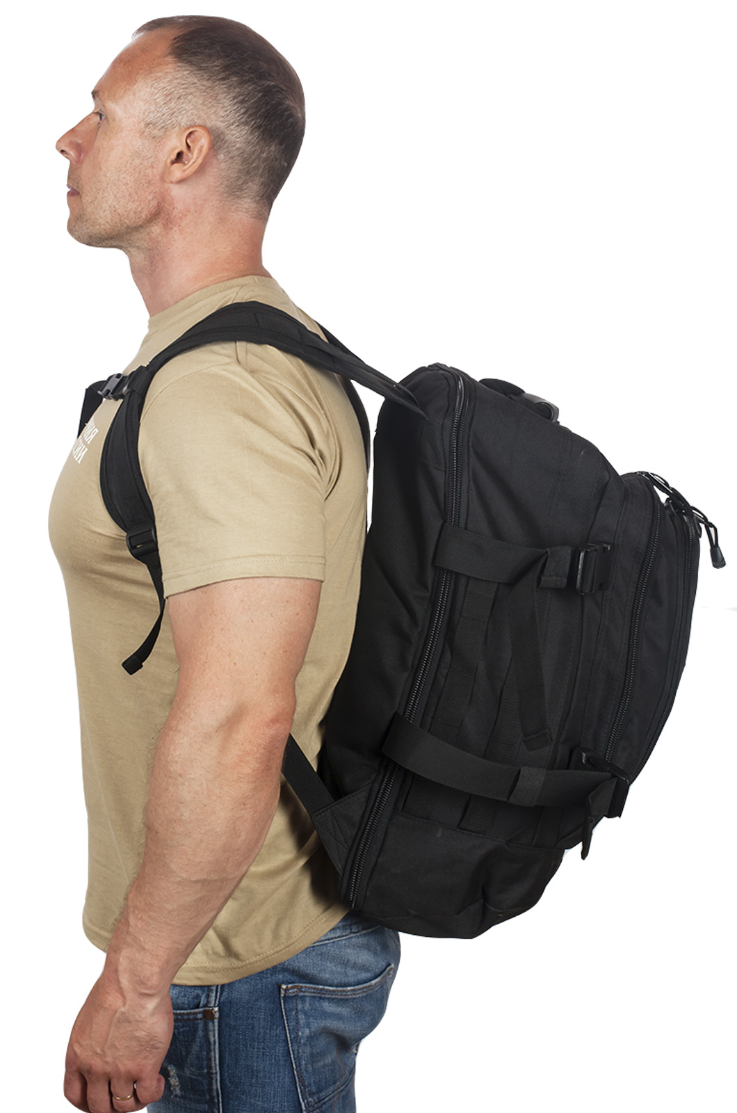 Универсальный черный рюкзак с нашивкой Потомственный Казак (40 л) 
