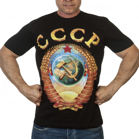 Стильная футболка с принтом СССР на груди и спине 
