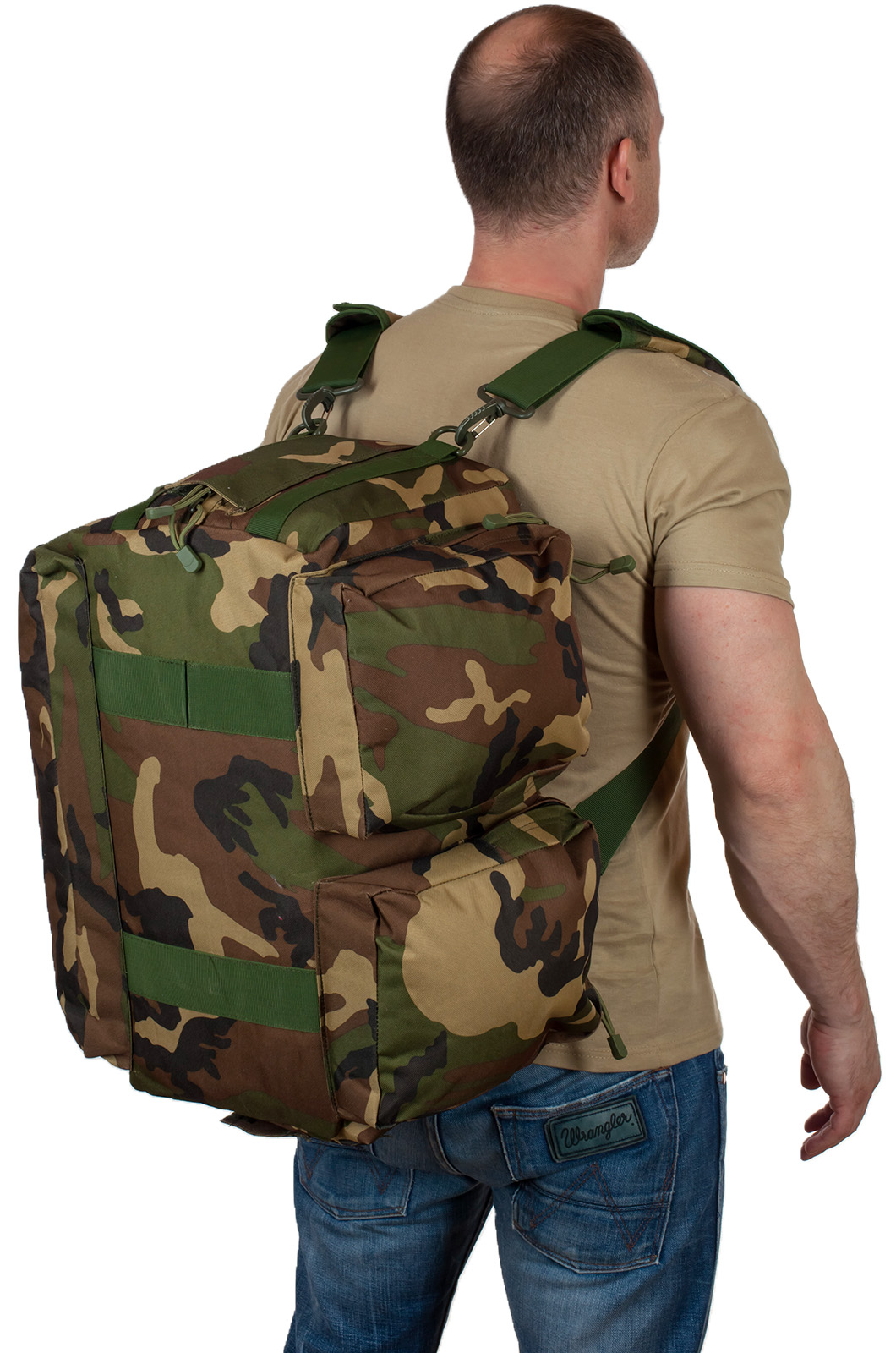 Армейская дорожная сумка (камуфляж Woodland) с нашивкой Росгвардия 