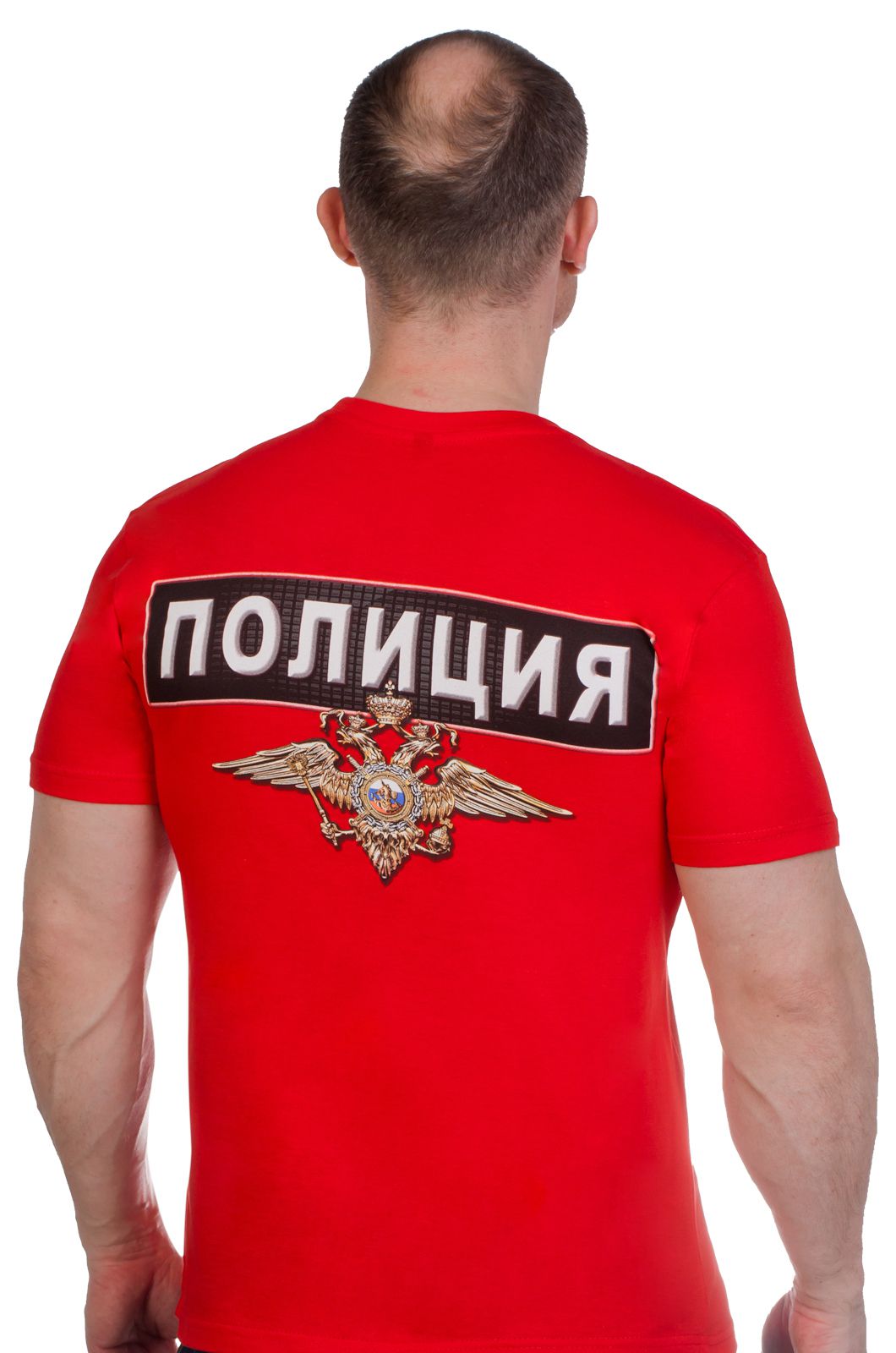Красная мужская футболка «Полиция России» 