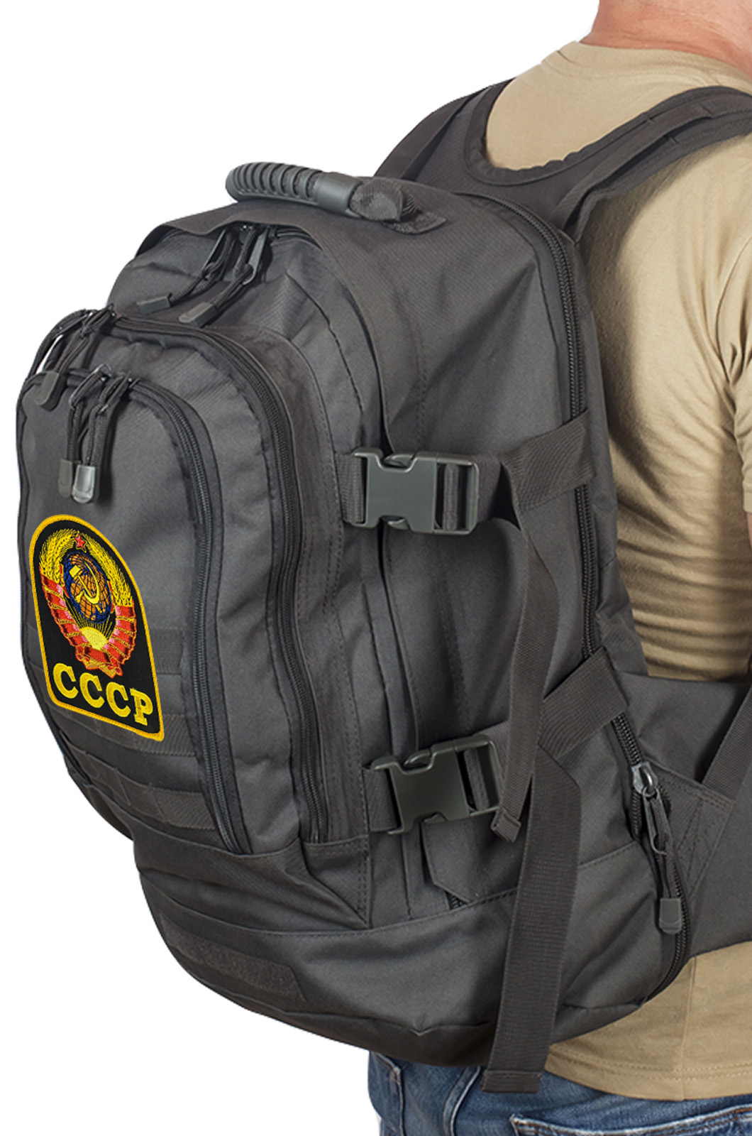 Универсальный рюкзак для города и полевых выходов 3-Day Expandable Backpack 08002A Dark Grey с эмблемой СССР 