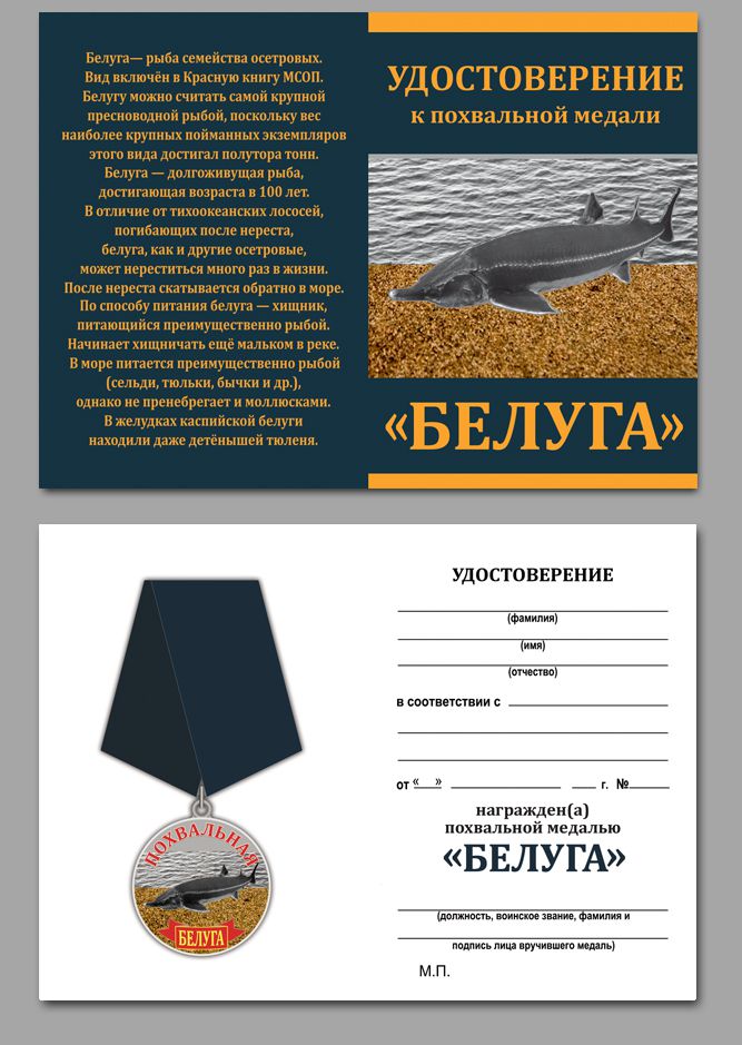 Похвальная медаль "Белуга" 