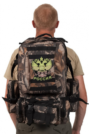 Камуфляжный крутой милитари-рюкзак с нашивкой Герб России 