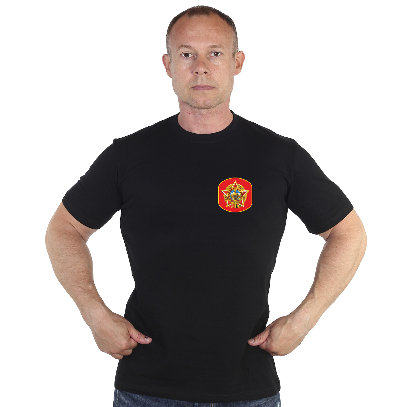 Чёрная футболка с термотрансфером "Афганистан 1979-1989" 