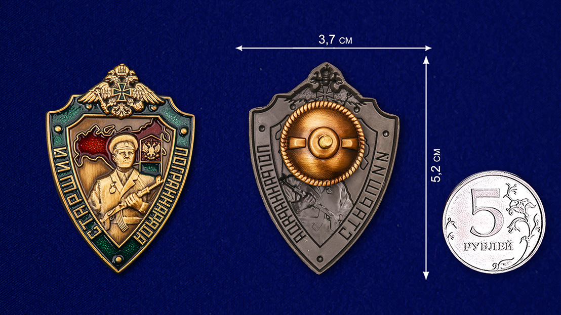 Знак "Старший пограннаряда" в нарядном футляре с покрытием из флока 