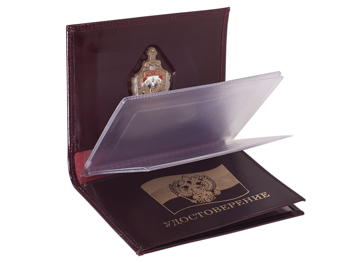 Мужское кожаное портмоне с жетоном МВД России 