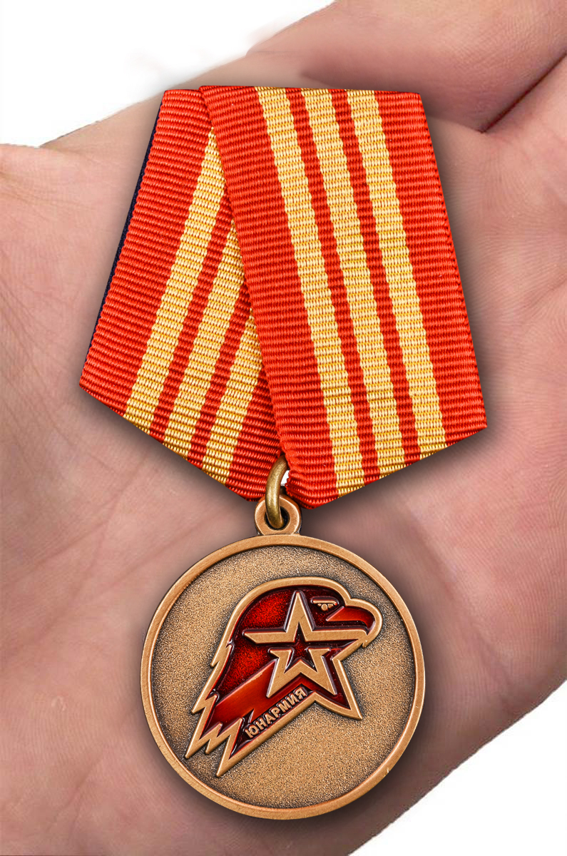 Медаль Юнармии 3 степени в бордовом футляре 