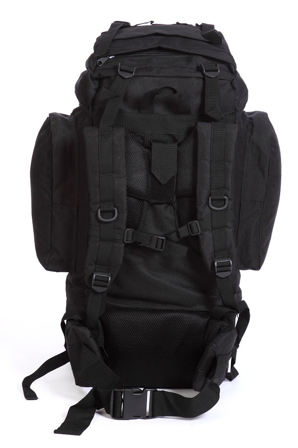 Черный вместительный рюкзак с нашивкой Охотничий Спецназ (70 л) 