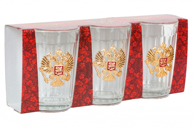 Набор гранёных стаканов с гербом России 