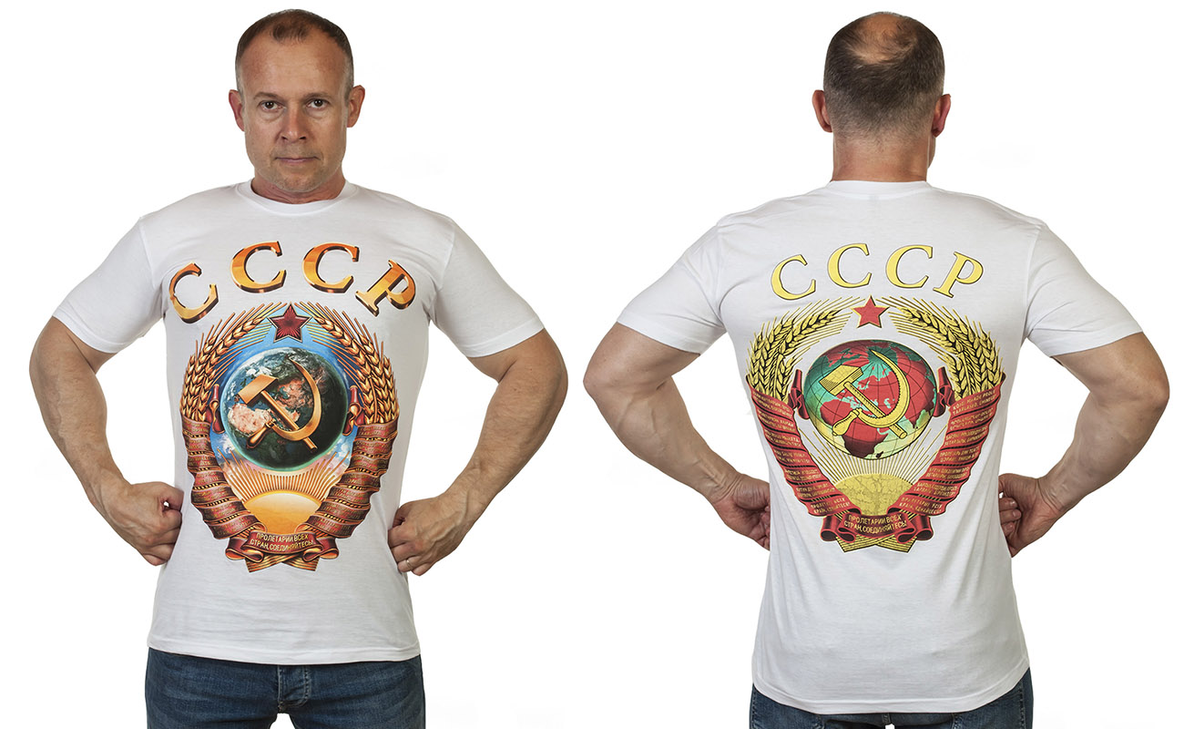 Белая футболка с гербом СССР 
