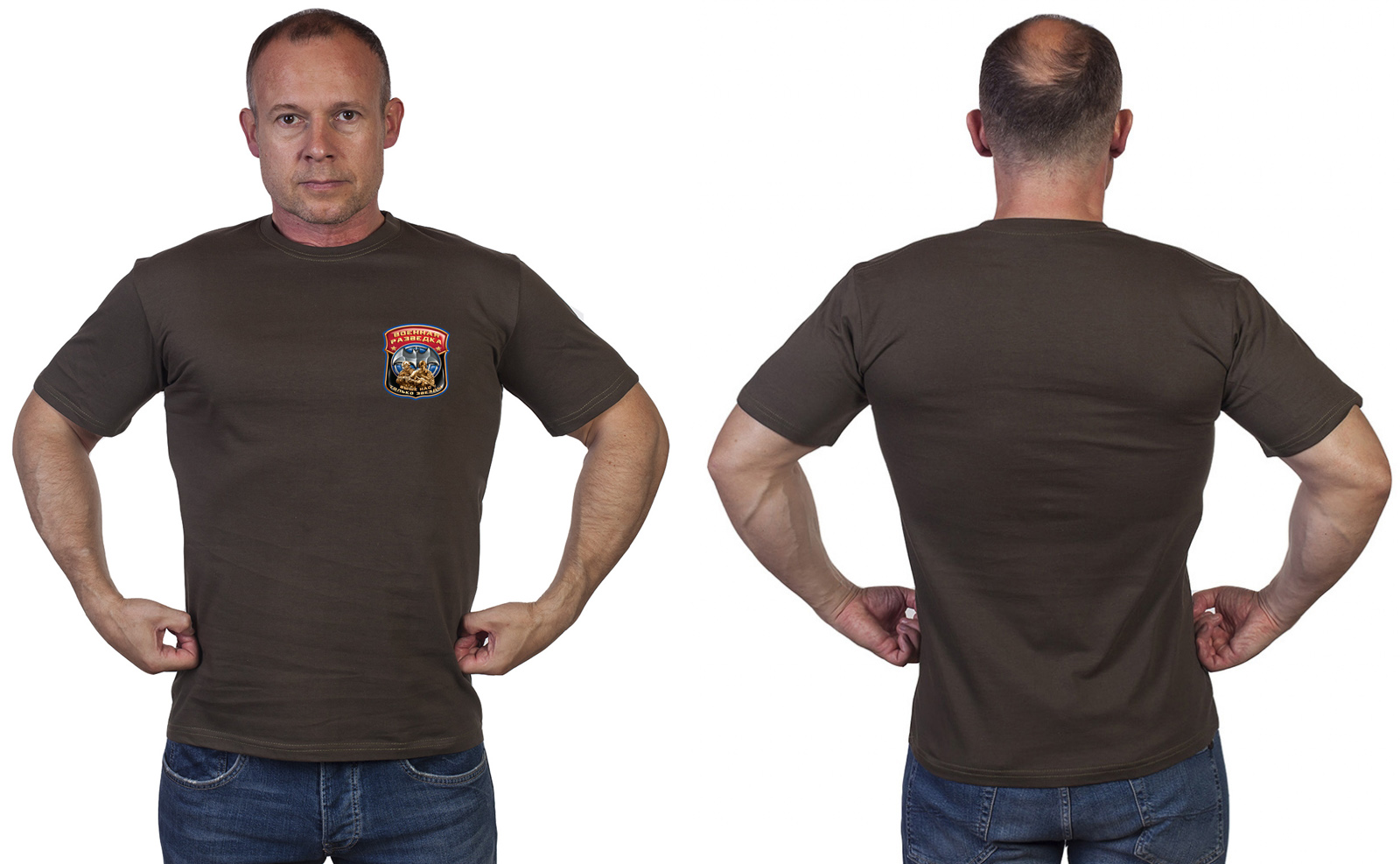 Хаки футболка для мужчин «Военная разведка» 