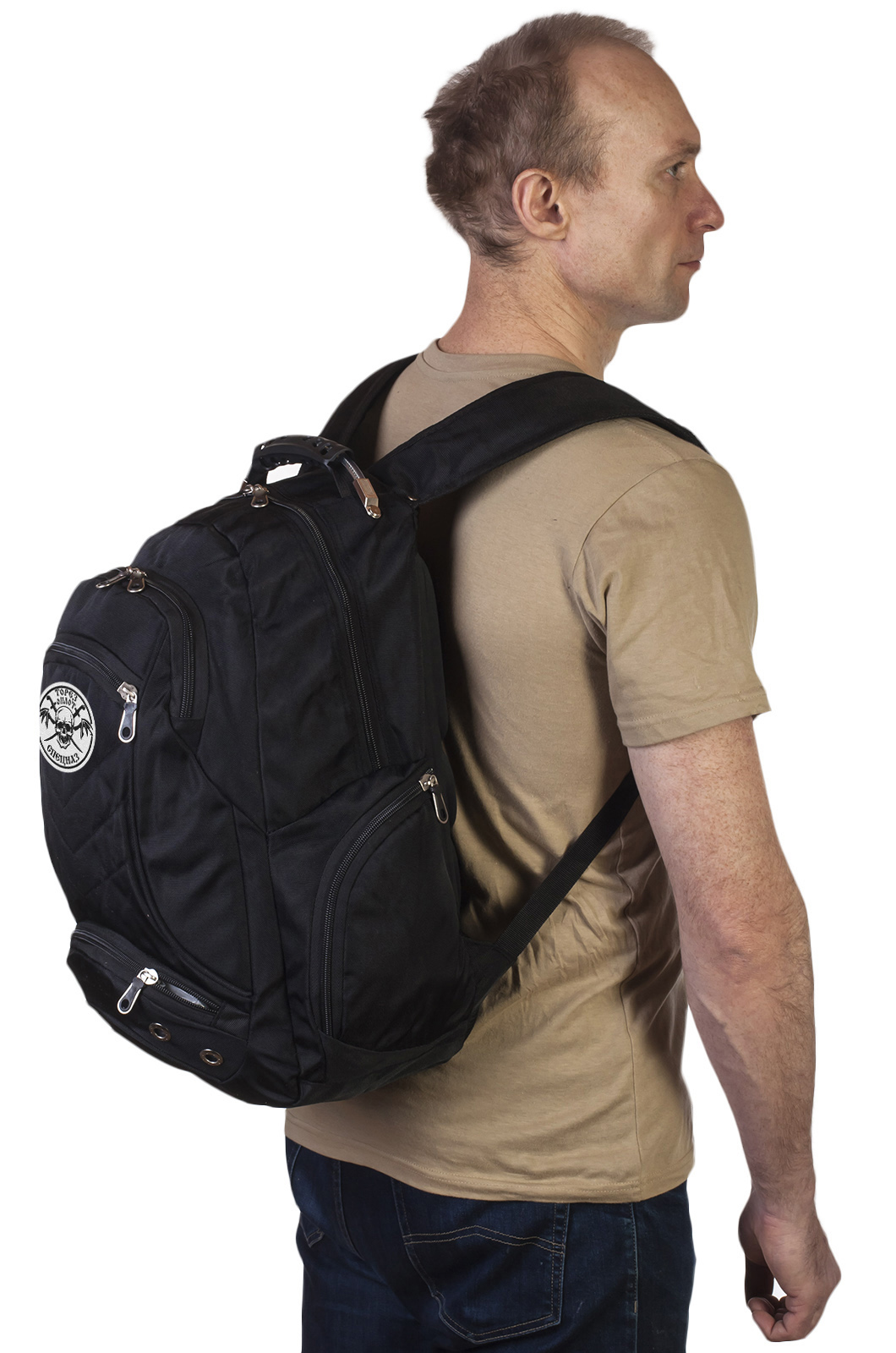 Черный рюкзак с символичным шевроном Торез Оплот Спецназ (29 л) 