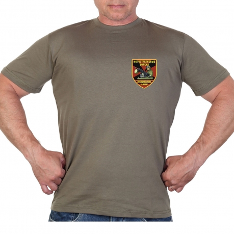Оливковая футболка с термотрансфером "Мотострелковые войска" 