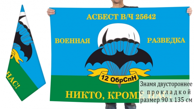 Двусторонний флаг 12 отдельной бригады спецназа Асбест 