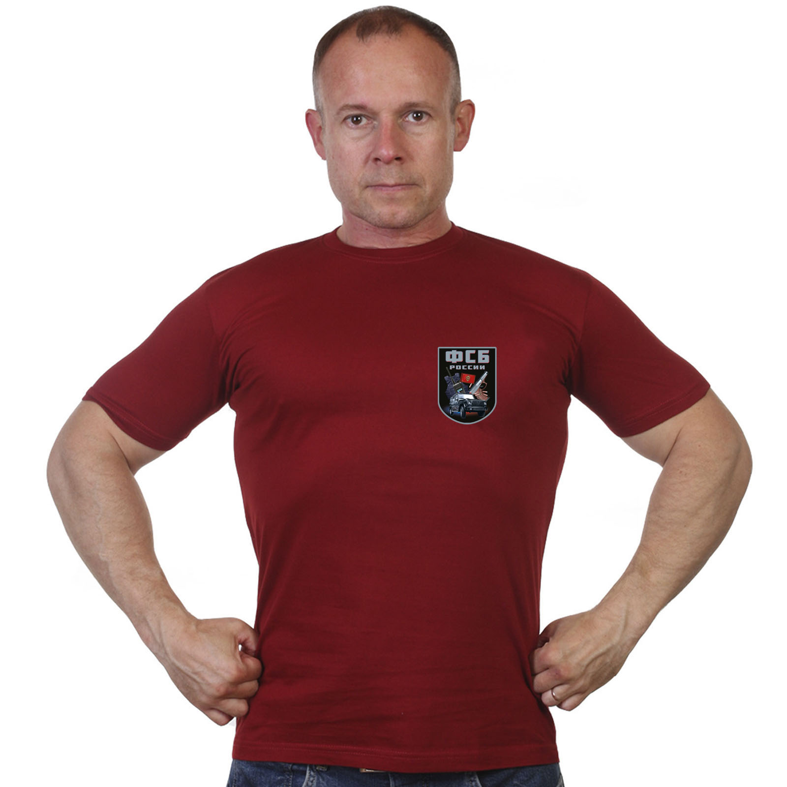 Краповая футболка с термотрансфером "ФСБ России" 