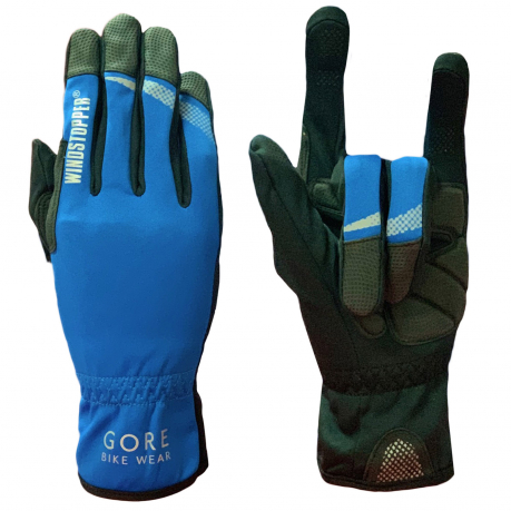 Черно-голубые перчатки от крутого бренда Gore Bike Wear 