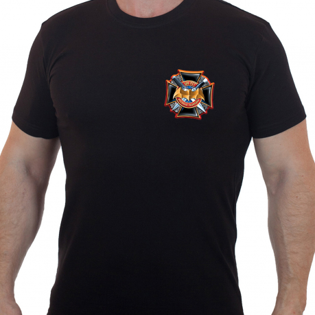 Чёрная футболка с трансфером "100 лет военной разведке" 