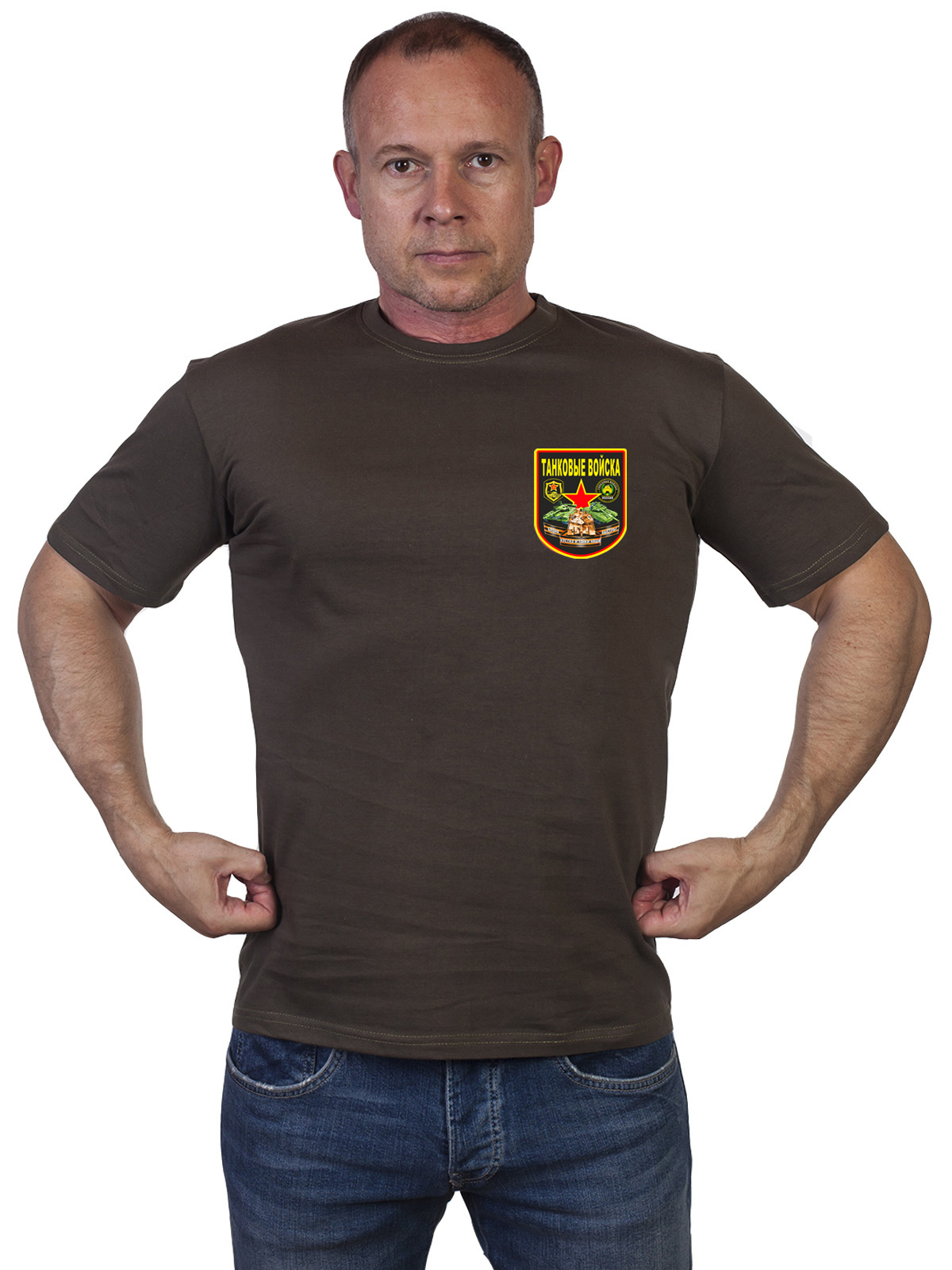 Оливковая милитари футболка «Танковые войска» 