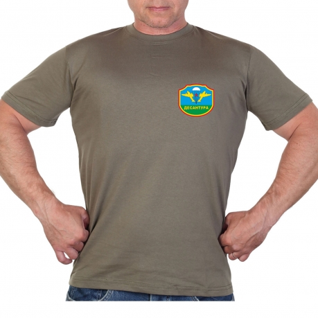 Оливковая футболка с термотрансфером "Десантура" 