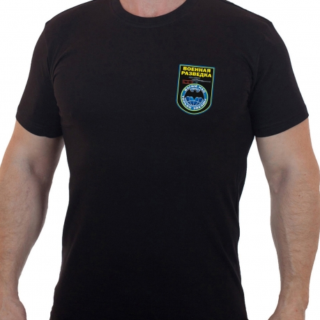 Чёрная футболка военной разведки с девизом 