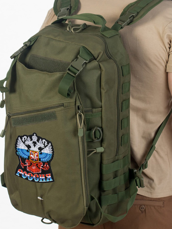 Рейдовый рюкзак хаки-олива с эмблемой "Россия" 